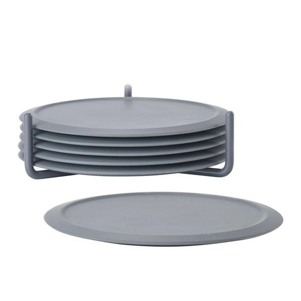 Sada 6 sivých podložiek pod hrnček so stojančekom Zone Singles-image-2