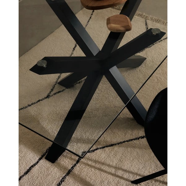 Jedálenský stôl so sklenenou doskou Kave Home s čiernym podnožím, 160 x 90 cm-image-2