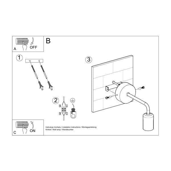 Čierne nástenné svietidlo Sollux Donato-image-4
