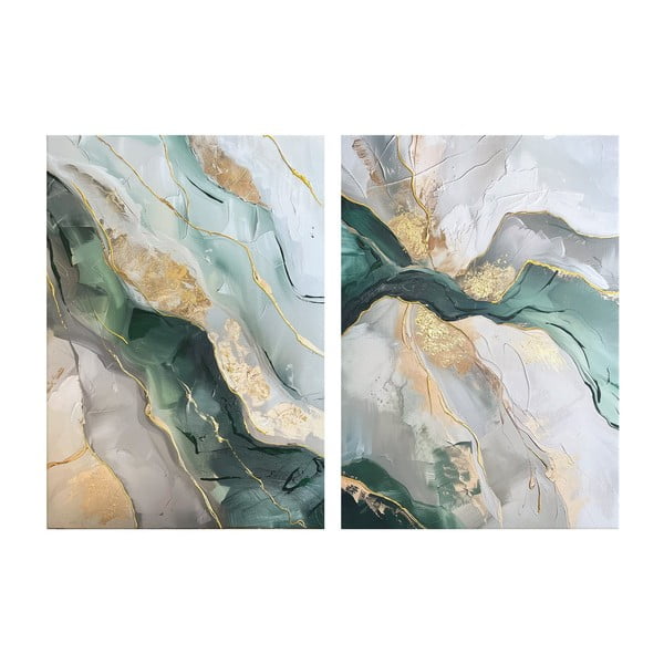 Obrazy s ručne maľovanými prvkami v súprave 2 ks 50x70 cm Aventurine – Styler