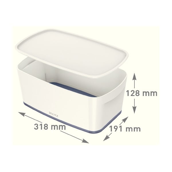 Bielo-tyrkysovomodrá úložná škatuľa s vekom Leitz Office, objem 5 l-image-4