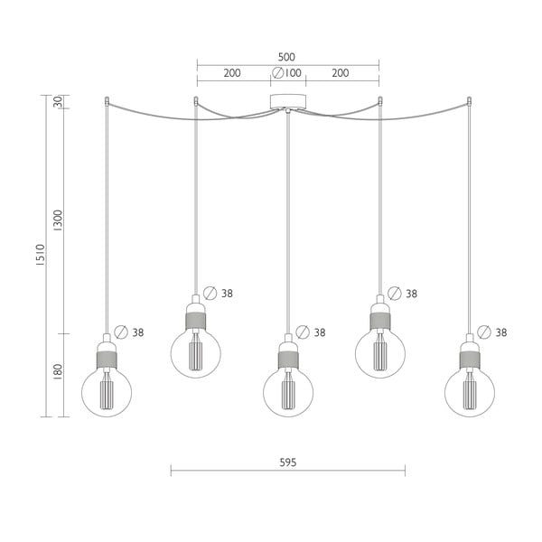Čierne závesné svietidlo s 5 žárovkami Bulb Attack Uno Basic Globe Clear-image-3