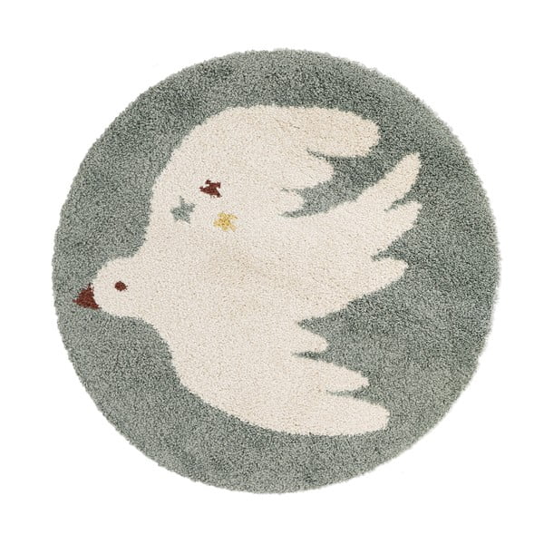 Svetlozelený detský koberec ø120 cm Bohemian Bird Aqua – Nattiot