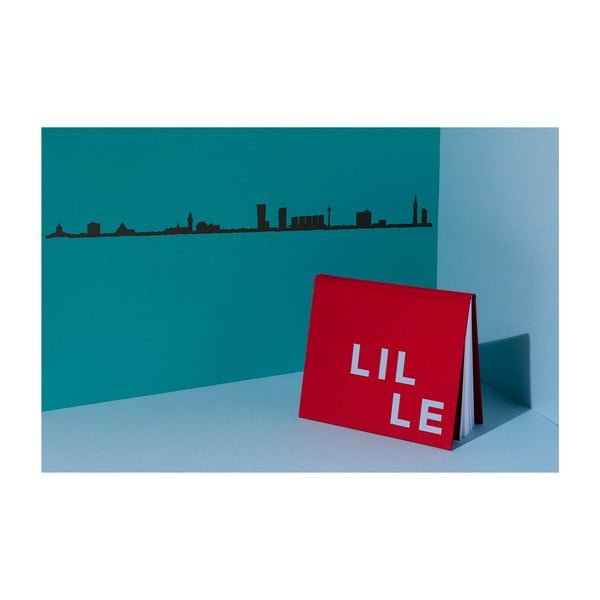 Čierna nástenná dekorácia so siluetou mesta The Line Lille XL