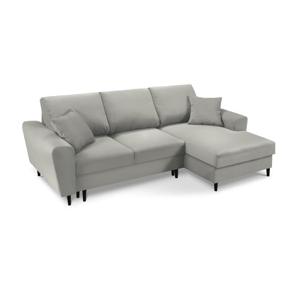 Svetlosivá menčestrová rozkladacia/s úložným priestorom rohová pohovka (pravý roh/s leňoškou) Kyoto – Cosmopolitan Design-image-1