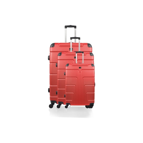 Sada 3 červených kufrov na kolieskach Bluestar Ottawa