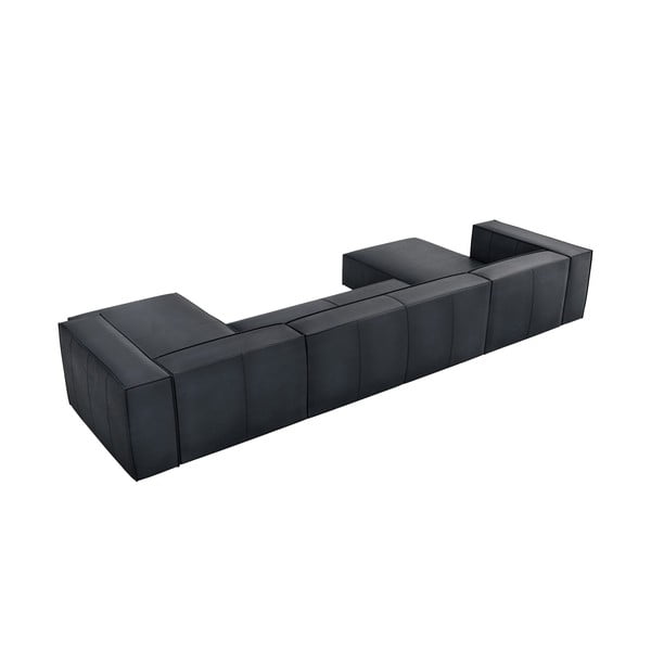 Tmavomodrá kožená rohová pohovka (do tvaru "U") Madame – Windsor & Co Sofas-image-2