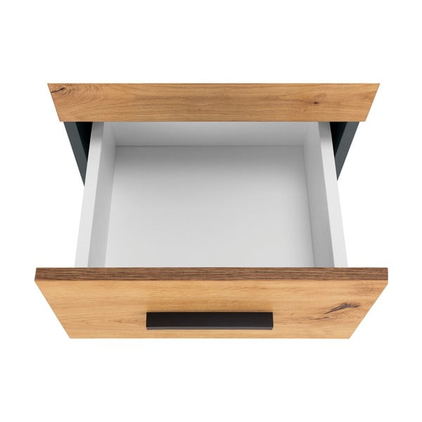 Vysoká úzka kúpeľňová skrinka v dekore duba v prírodnej farbe 130x35 cm Malika – Støraa-image-3