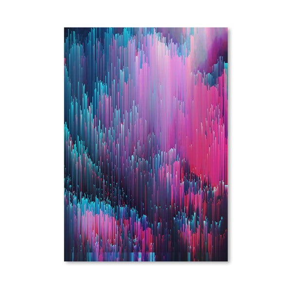 Plagát Americanflat Bold Pink And Blue Glitches, 30 × 42 cm