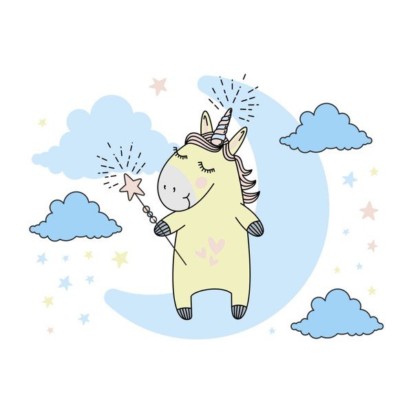 Sada nástenných detských samolepiek Ambiance Unicorn in The Sky-image-2