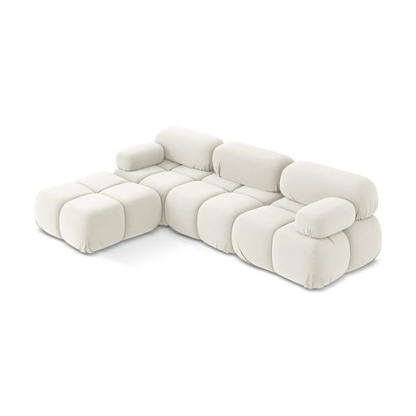 Biela zamatová modulárna rohová pohovka Lokua – Makamii-image-2