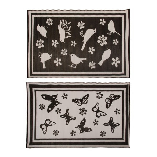 Sada 2 čierno-bielych záhradných kobercov Esschert Design, 180 x 118,5 cm