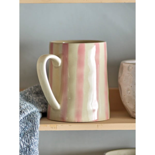 Bielo-ružový hrnček z kameniny 440 ml Begonia – Bloomingville-image-1