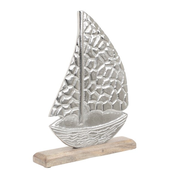 Dekorácia z dreva a kovu v tvare lode InArt, 25 × 32 cm