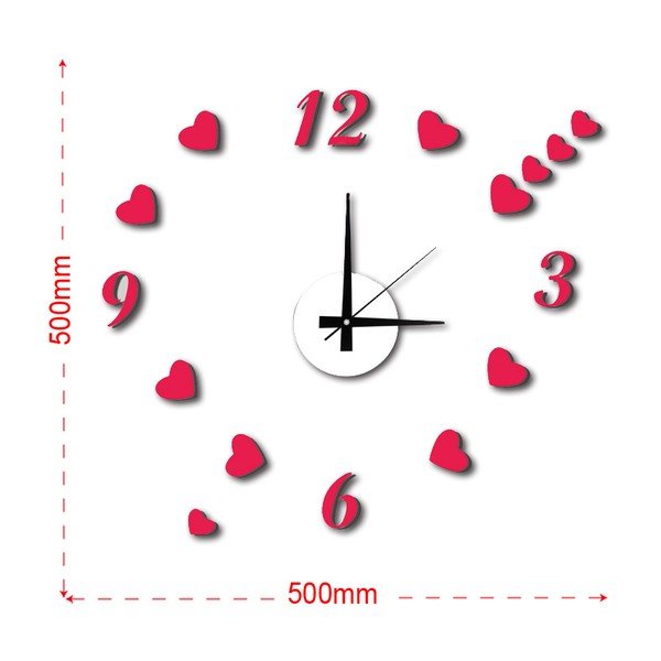 Nástenné samolepiace hodiny Mauro Ferretti Hearts, ⌀ 50 cm-image-2