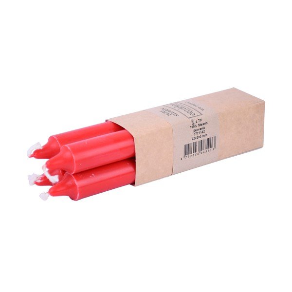 Súprava 4 červených dlhých sviečok Ego Dekor ED, doba horenia 7 h-image-2