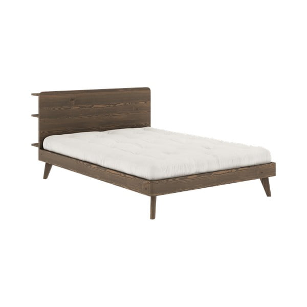 Hnedá dvojlôžková posteľ z borovicového dreva s roštom 180x200 cm Retreat – Karup Design