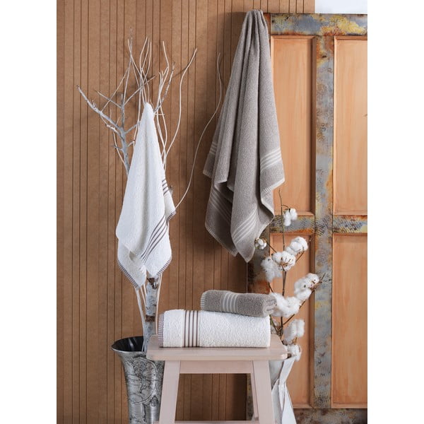 Krémové/taupe bavlnené uteráky a osušky v súprave 4 ks – Mila Home-image-3