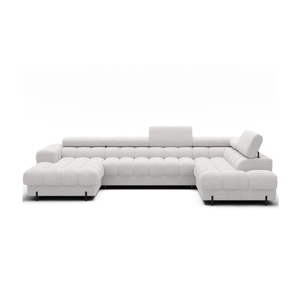 Krémovobiela rozkladacia rohová pohovka z textílie buklé (pravý roh/do tvaru "U") Feraria – ELTAP