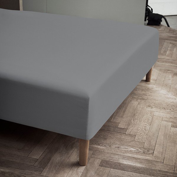 Sivá napínacia plachta z bavlneného perkálu 90x200 cm Percale - JUNA-image-1