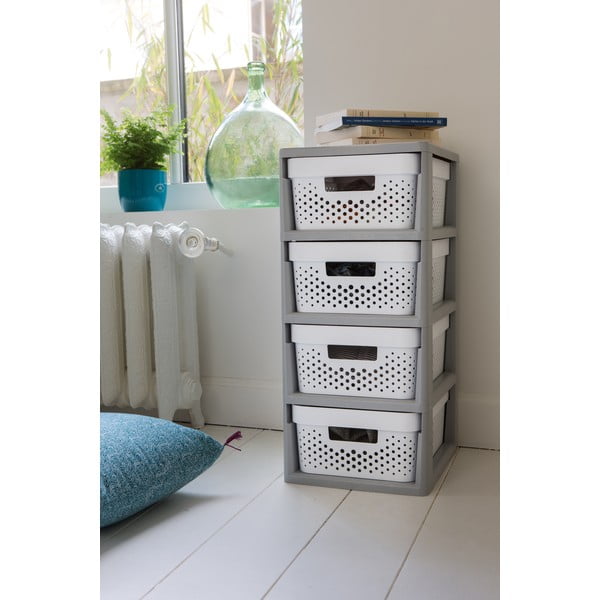 Bielo-sivý plastový pojazdný regál 29,5x65,5 cm Infinity – Curver-image-2