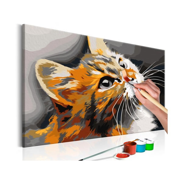 DIY set na tvorbu vlastného obrazu na plátne Artgeist Red Cat, 60 × 40 cm