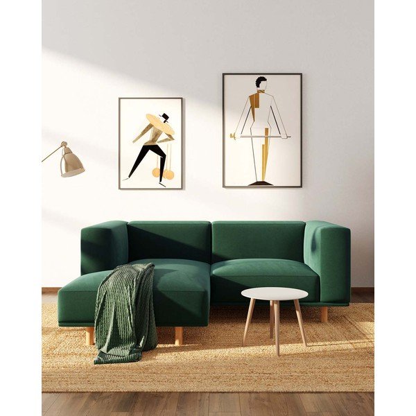 Tmavozelená zamatová rohová pohovka (ľavý roh) Kukumo – Ame Yens-image-1