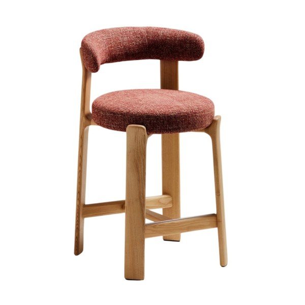 Barová stolička z jaseňového dreva v terakotovej farbe/v svetlo prírodnej farbe (výška sedadla 65 cm) Granite – Kave Home