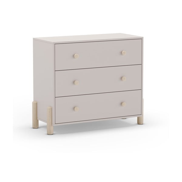 Krémová nízka detská komoda z borovicového dreva 90x80 cm Enola – Marckeric-image-3
