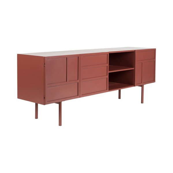 Červený kovový TV stolík 160x58x36 cm Davis – White Label-image-2