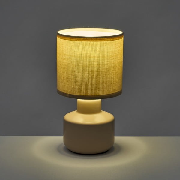 Béžová keramická stolová lampa s textilným tienidlom (výška 22 cm) – Casa Selección-image-1