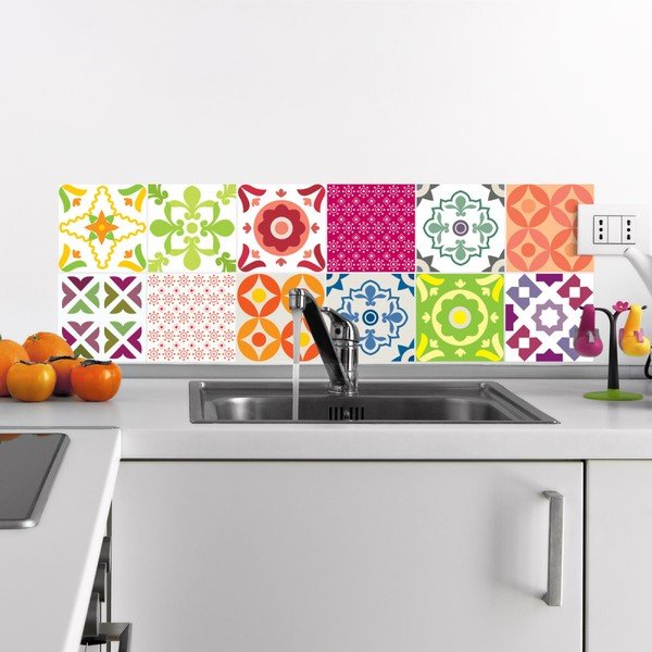 Sada 12 nástenných samolepiek Ambiance Wall Decals Elegant Tiles, 10 × 10 cm-image-1