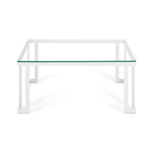 Sklenený exteriérový stôl v bielom ráme Calme Jardin Cannes, 60 x 90 cm