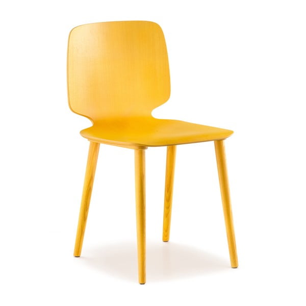 Žltá drevená stolička Pedrali Babila