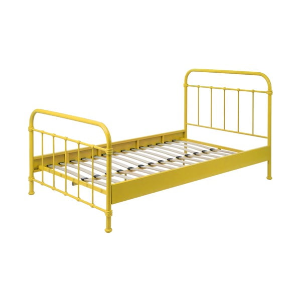 Žltá kovová detská posteľ Vipack New York, 120 × 200 cm