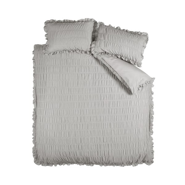 Sivé krepové obliečky na dvojlôžko 200x200 cm Seersucker Frill – Catherine Lansfield