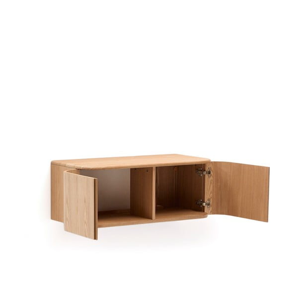 Závesná skrinka pod umývadlo v dekore jaseňa v prírodnej farbe 90x35 cm Salaya – Kave Home-image-2