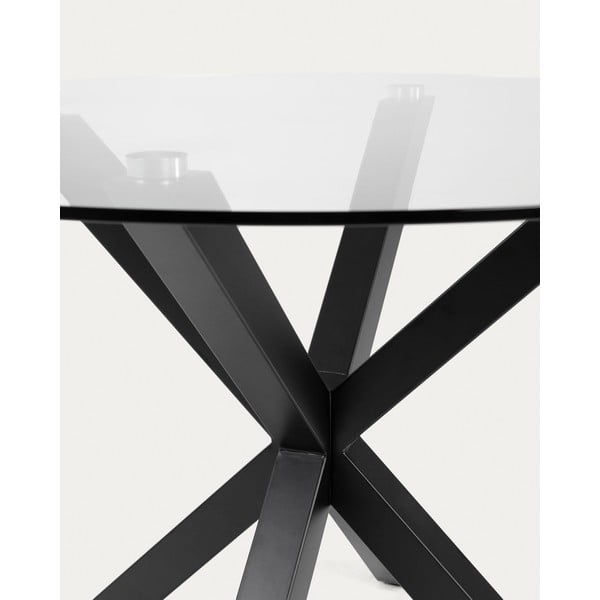 Čierny okrúhly konferenčný stolík so sklenenou doskou ø 82 cm Argo – Kave Home-image-3