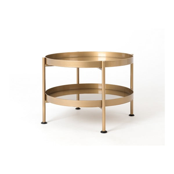 Konferenčný oceľový stôl v zlatej farbe s policou Custom Form Hanna, ⌀ 40 cm