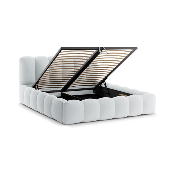 Svetlosivá čalúnená dvojlôžková posteľ s úložným priestorom s roštom 180x200 cm Lupine – Micadoni-image-2