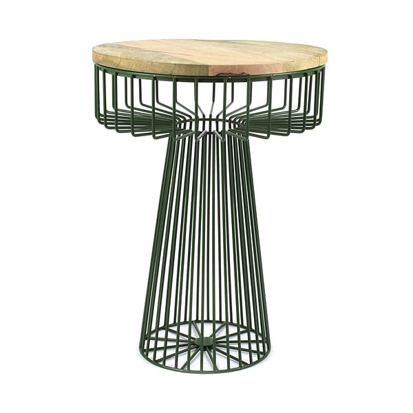 Zelený stolík s doskou z mangového dreva HF Living Spore