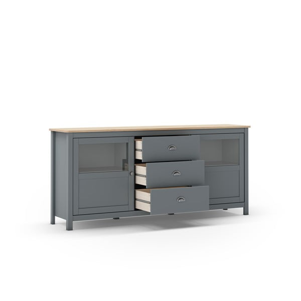 Komoda sivozelená z borovicového dreva 180x80x40 cm Misti – Marckeric-image-2