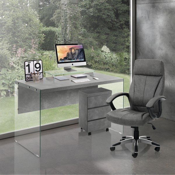 Tmavosivá kancelárska stolička z imitácie kože Rye – Tomasucci-image-1