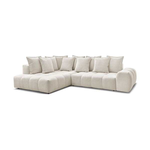 Biela ženilková rozkladacia/s úložným priestorom rohová pohovka (ľavý roh/do L) Everest – Bobochic Paris-image-3