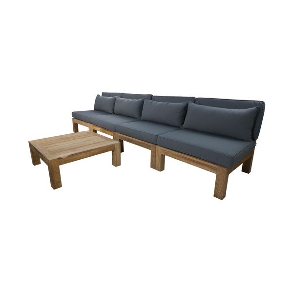 Sivá záhradná lounge súprava z teakového dreva pre 4 osoby Aruba - HSM collection-image-1
