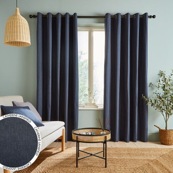 Modré závesy v súprave 2 ks 183x168 cm Chambray - Catherine Lansfield-image-2