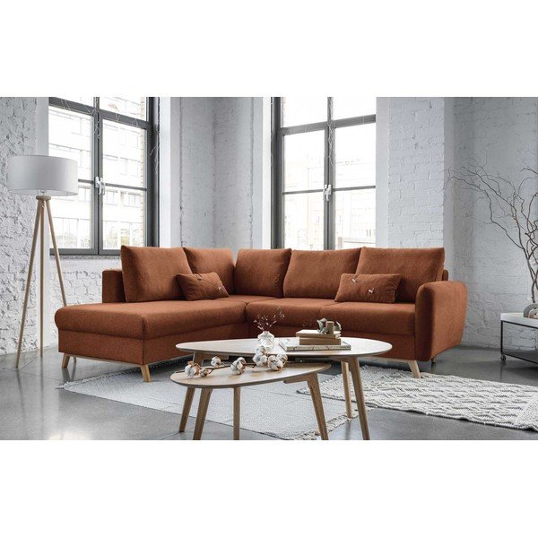 Tehlovooranžová rozkladacia rohová pohovka Miuform Scandic Lagom L, ľavý roh-image-3