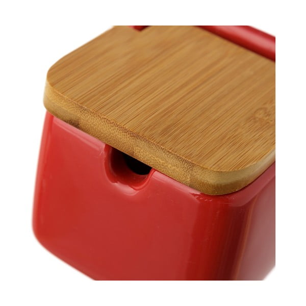 Červená kameninová dóza na soľ s bambusovým viečkom Casa Selección, 250 ml-image-3