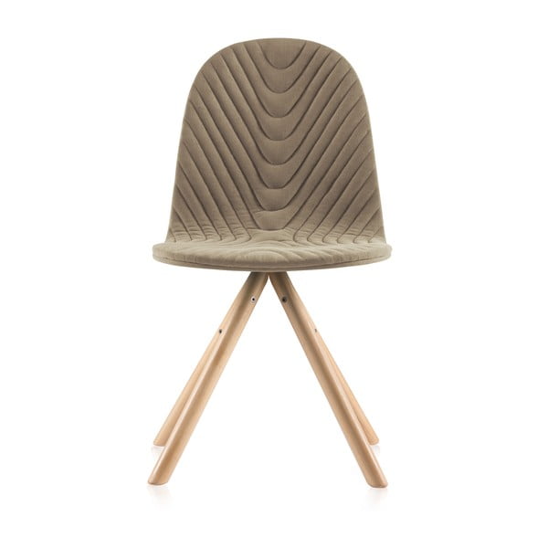 Béžová stolička s prírodnými nohami IKER Mannequin Wave