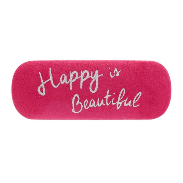 Ružové puzdro na okuliare Statement Pieces Happy is Beautiful, 17 x 6 cm